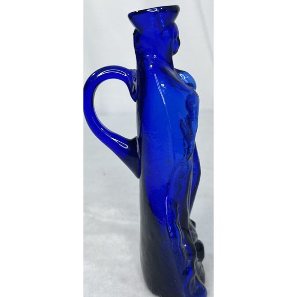 Cobalt Blue Mary Bottle Holy Water Blown Glass 5 3/4 inches - Picture 7 of 11
